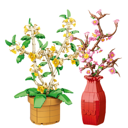 Zhengbo small-particle assembled building block flower DIY creative national trend rose flower is compatible with a high-education assembled toy
