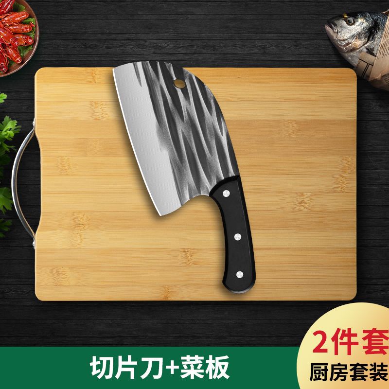 Set de cuchillos de cocina con tabla 2 en 1, cuchillo forjado, ideal para hogar o dormitorio