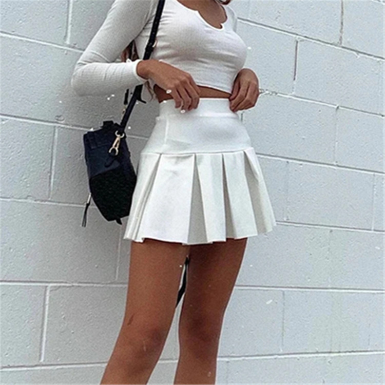 fashion solid color pleated skirt  NSHS25259