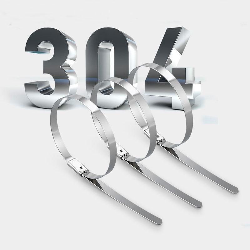 100 piezas de metal atadura de cables de acero inoxidable atadura de cables SUS304 multiusos correa de la bobina de bloqueo de la atadura de cables