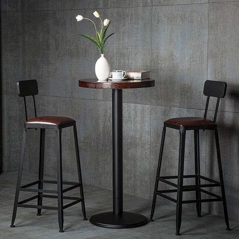 Silla de bar de lujo ligera de alta calidad taburete de hierro forjado respaldo de alta calidad café restaurante silla alta de bar image 3