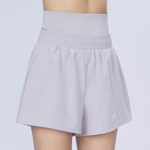 Summer ultra-high-waisted sports shorts for women, fake two-piece breathable fitness pants, anti-exposure, slimming track and field running pants