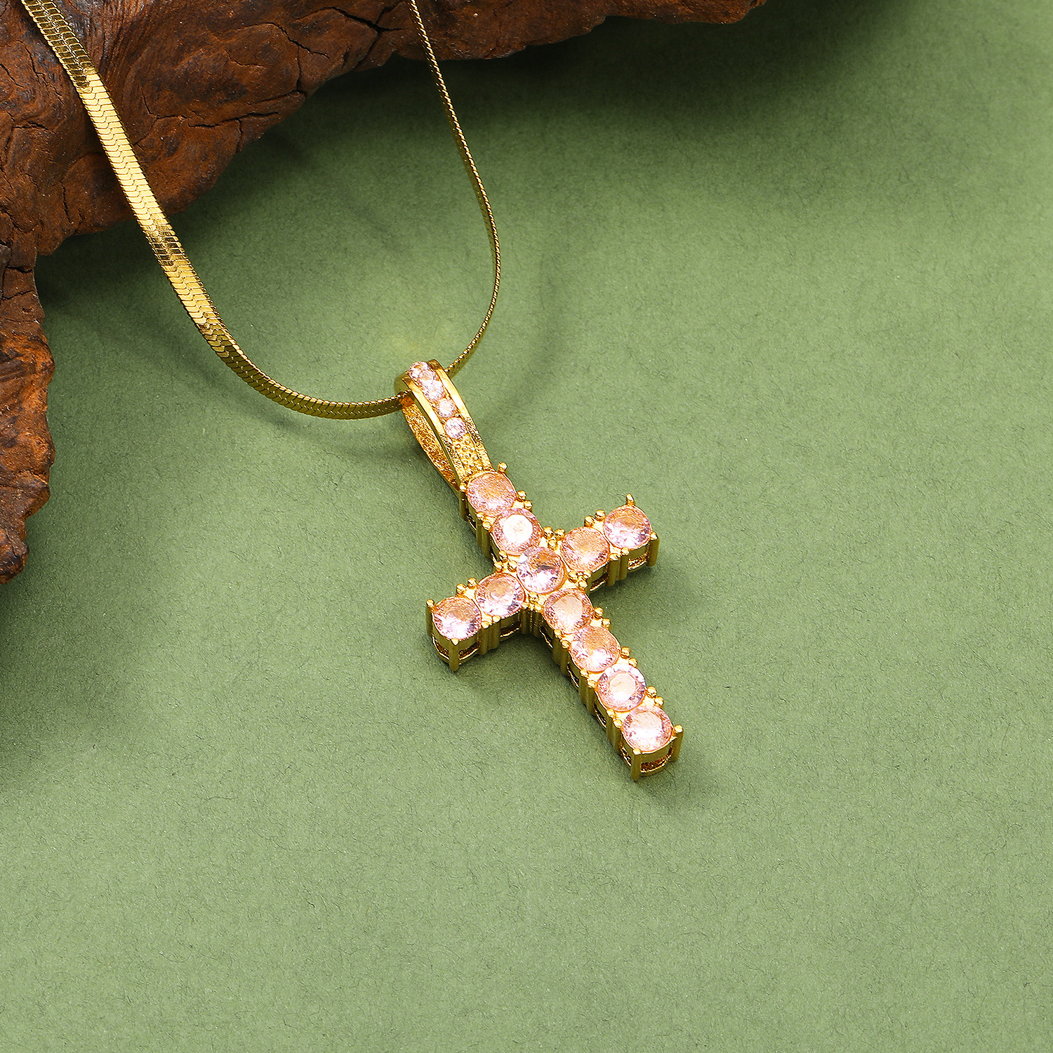 14g Weight Real Gold Plated Plating Material Rhinestones Inlay Material Pendant Necklace Classification 1 Piece Quantity Casual, Daily Occasion 304 Stainless Steel Material Cross Pattern Women's Gender Vintage Style Style Waterproof Non Tarnish, Plating, Inlay Craft Real Gold Plated Cross 304 Stainless Steel Vintage Style Waterproof Non Tarnish Pendant Necklace 22