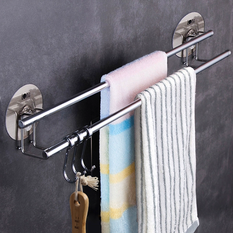 Вешалка для полотенец для ванной комнаты без перфорации, подвесная стойка для хранения в ванной комнате без гвоздей, подвесная стойка для сушки полотенец из нержавеющей стали