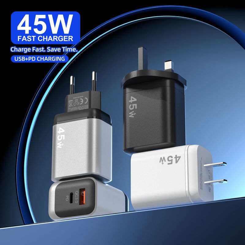 45W Silver Shell A+C Fast Charging Adapter Suitable for Apple and Android Phones, European and American Uk Standard Cross-Border Charging Adapter Type-C 45W Silver Shell A+C Fast Charging Adapter Suitable for Apple and Android Phones, European and American Uk Standard Cross-Border Charging Adapter Type-C