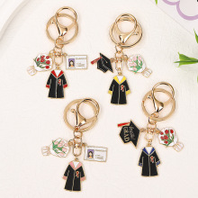 创意学士服钥匙扣校园鲜花学士帽吊坠挂件毕业季纪念祝福小礼品