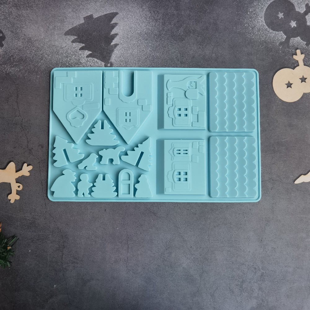 Bloques de construcción de navidad 246 molde de silicona pastel helado pudín molde de postre jabón utensilios