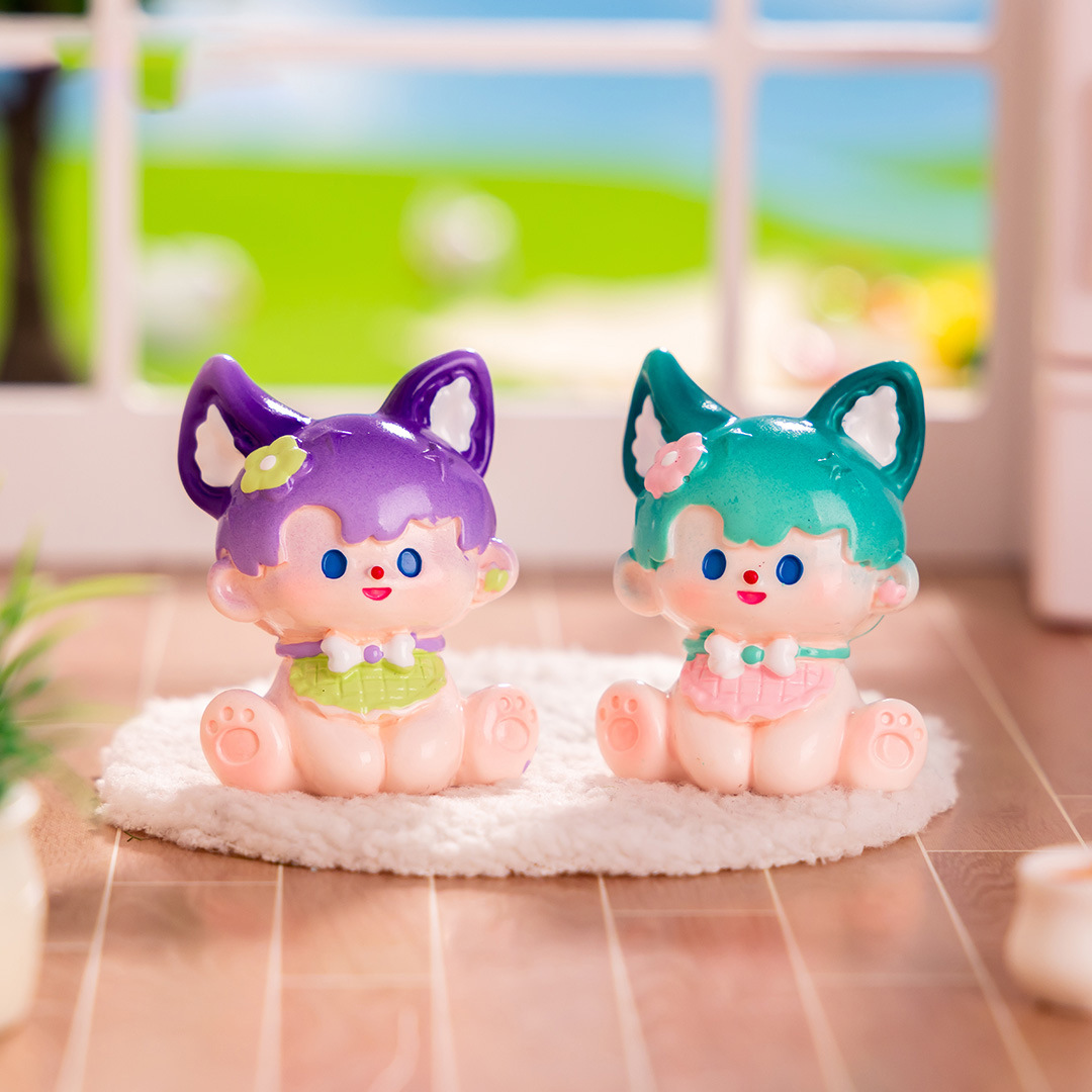 인터넷 연예인 시뮬레이션 여우 인형 시리즈 오일 떨어짐 인형 핸드메이드 DIY 레진 소형 액세서리 장  소형 장식품