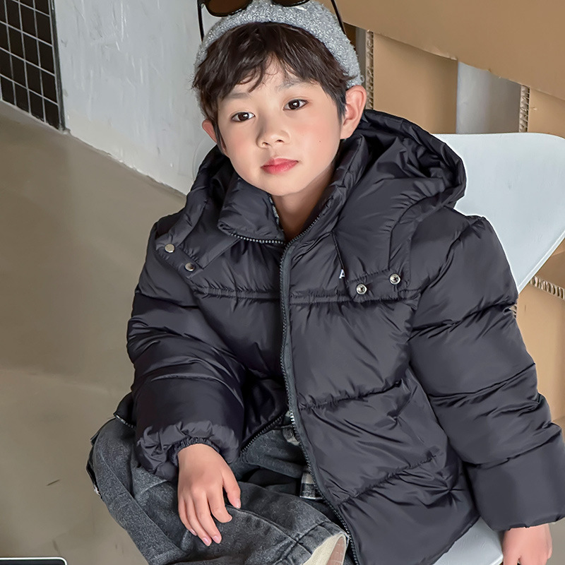 2024 ropa infantil ropa de bebé otoño invierno para niños y niñas chaqueta encapuchada de empalme ropa de invierno de algodón coreano a prueba de frío
