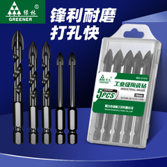 Green Forest Tile Drill Bit Collection: Alloy Triangle 6mm Concrete & Glass Drill Bit—High-Durability, Four-Flute "King" Model