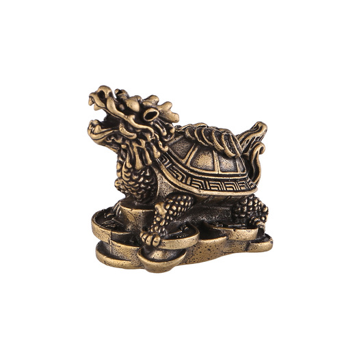 Pure copper money turtle ornaments brass dragon turtle retro stepping on copper coins ingot lucky turtle creative tea table decoration small furnishings