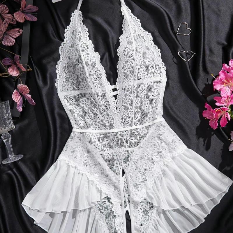 European and American Cross-Border Plus-Size Transparent Lace Sexy Seductive Lingerie Bodysuit Amazon Foreign Trade Wholesale European and American Cross-Border Plus-Size Transparent Lace Sexy Seductive Lingerie Bodysuit Amazon Foreign Trade Wholesale