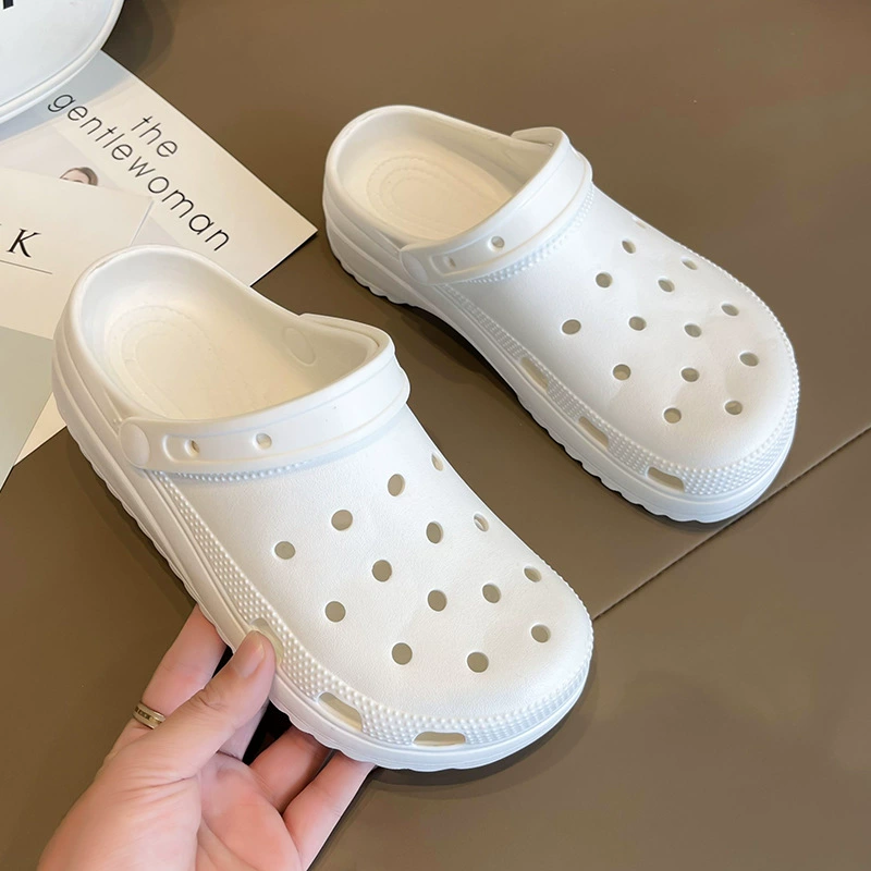 Белые туфли, женские туфли с дырками, женская летняя новая Нескользящая верхняя одежда на толстой подошве, Простые сандалии и тапочки, Женская Повседневная пляжная обувь