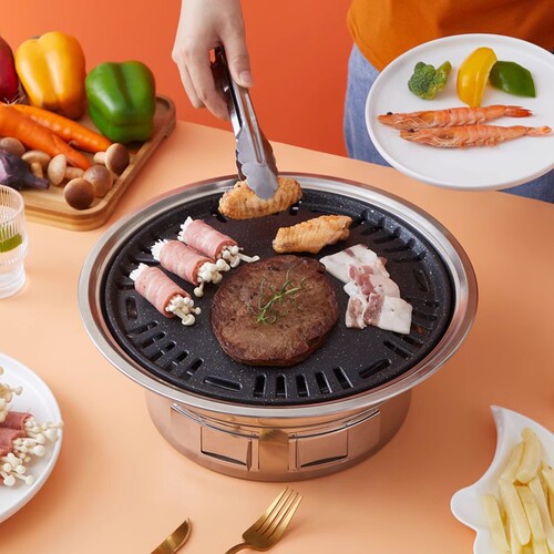 Cooking tea around the stove Korean charcoal grill household barbecue pot round commercial outdoor portable charcoal grill carbon stove