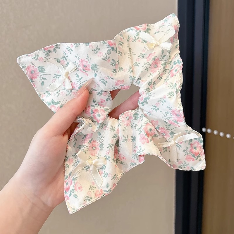 Lazo para el cabello de intestino grueso de encaje de alta calidad de Corea del Sur, flor para la cabeza duradera de todo fósforo, banda de goma de alta elasticidad, bufanda cuadrada, cuerda para el cabello