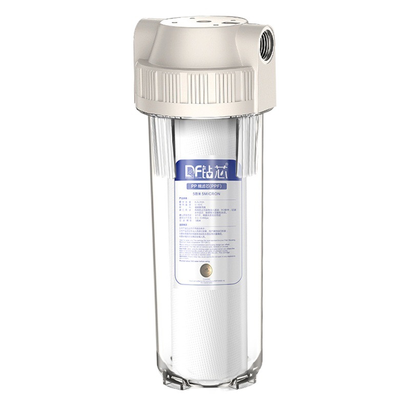 Prefiltro de botella de filtro transparente de 10 pulgadas, equipo de pulverización de puerto de cobre a prueba de explosiones, filtro de agua del grifo sin placa colgante