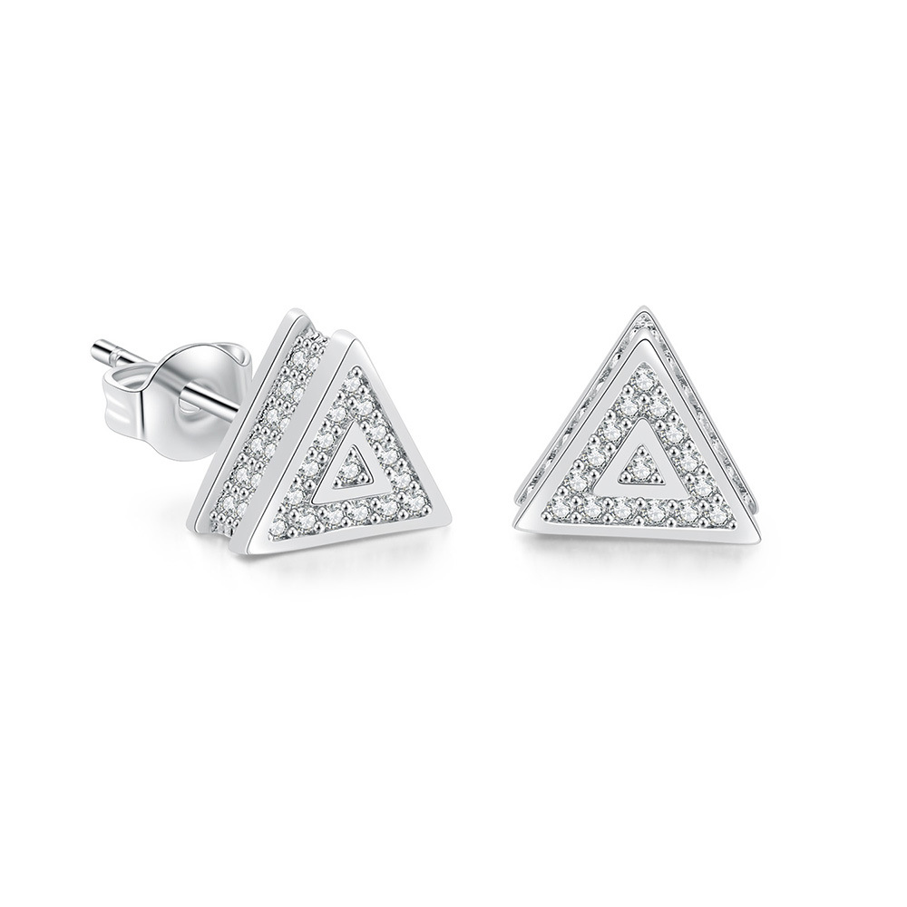Triangle Stud Earrings For Men Hip Hop Colorful Zircon Style_voghion.com