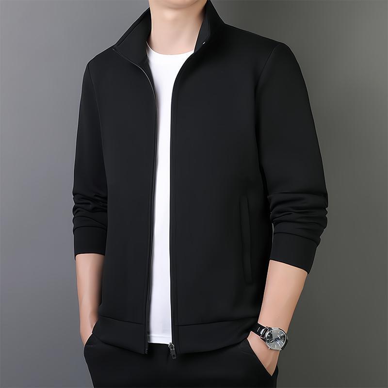 Men's Jacket 2025 New Autumn Black High-End Stand-Up Collar Cardigan Sweatshirt Jacket Loose Top Versatile Men's Jacket 2025 New Autumn Black High-End Stand-Up Collar Cardigan Sweatshirt Jacket Loose Top Versatile