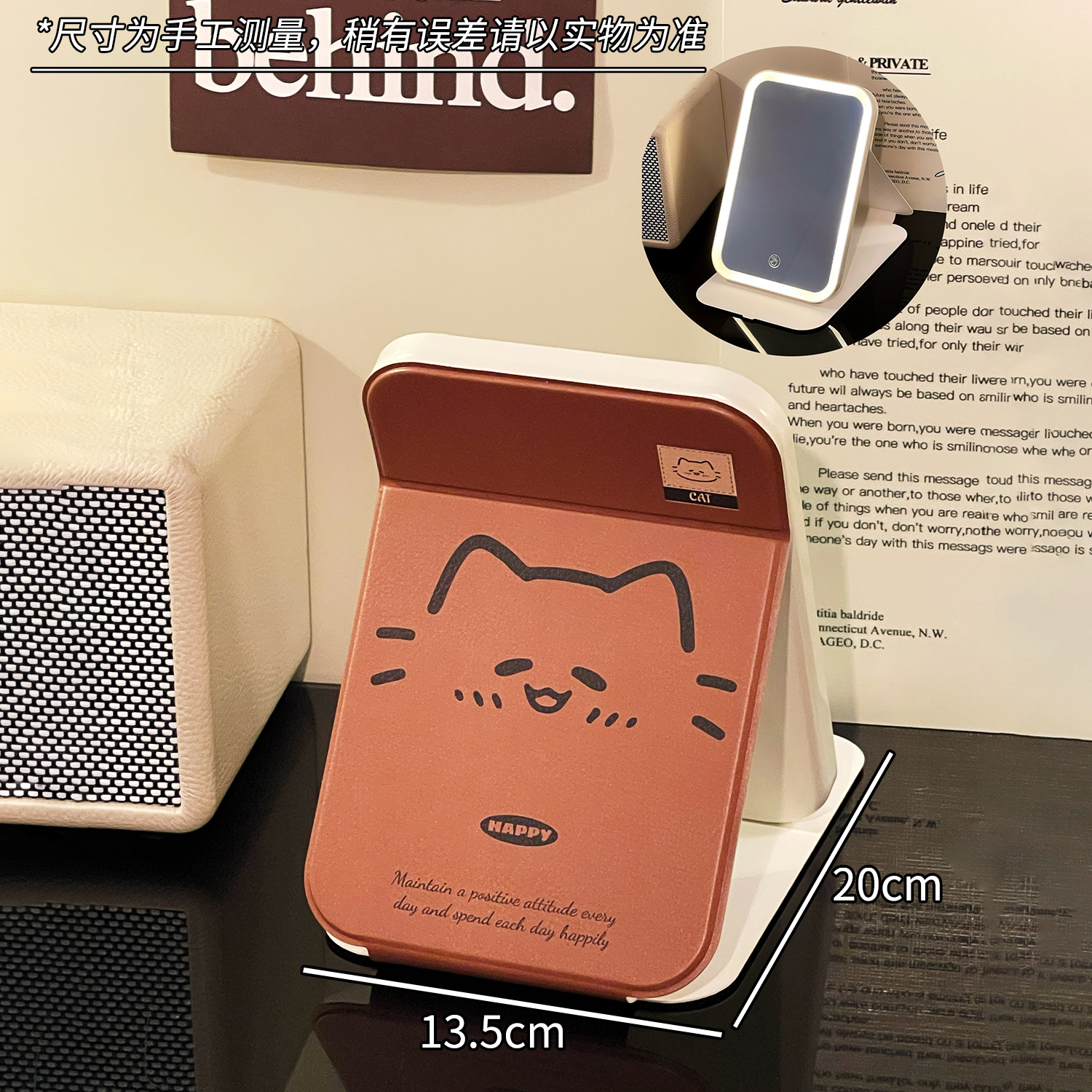 Nuevo espejo de maquillaje plegable LED con lámpara portátil dormitorio de estudiantes de escritorio espejo de relleno de luz para el hogar