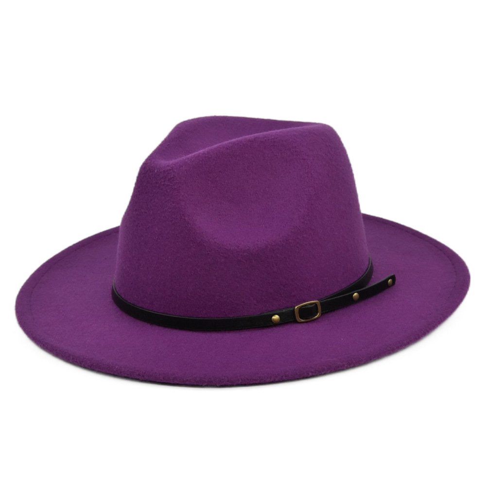 Unisex Retro Solid Color Sewing Flat Eaves Fedora Hat display picture 17