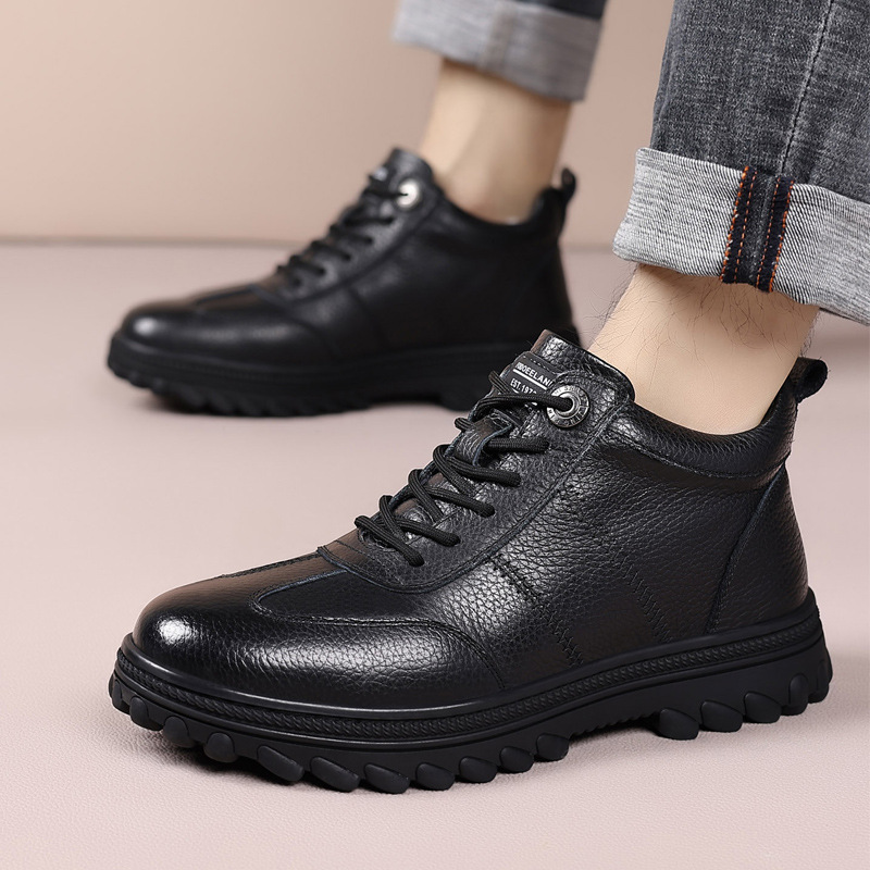 Invierno nuevos zapatos de algodón cálidos de lana para hombres antideslizantes casuales de mediana edad, zapatos de hombre de tamaño grande para papá