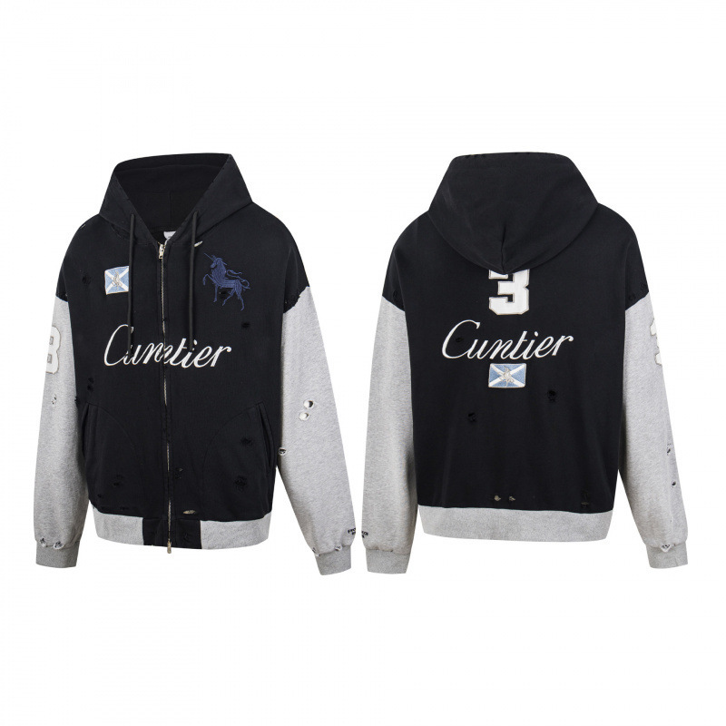 2026 Spring and Autumn New Style Pro@Tocol Pegasus Embroidered Letter Patchwork Hooded Sweatshirt Jacket Wholesale