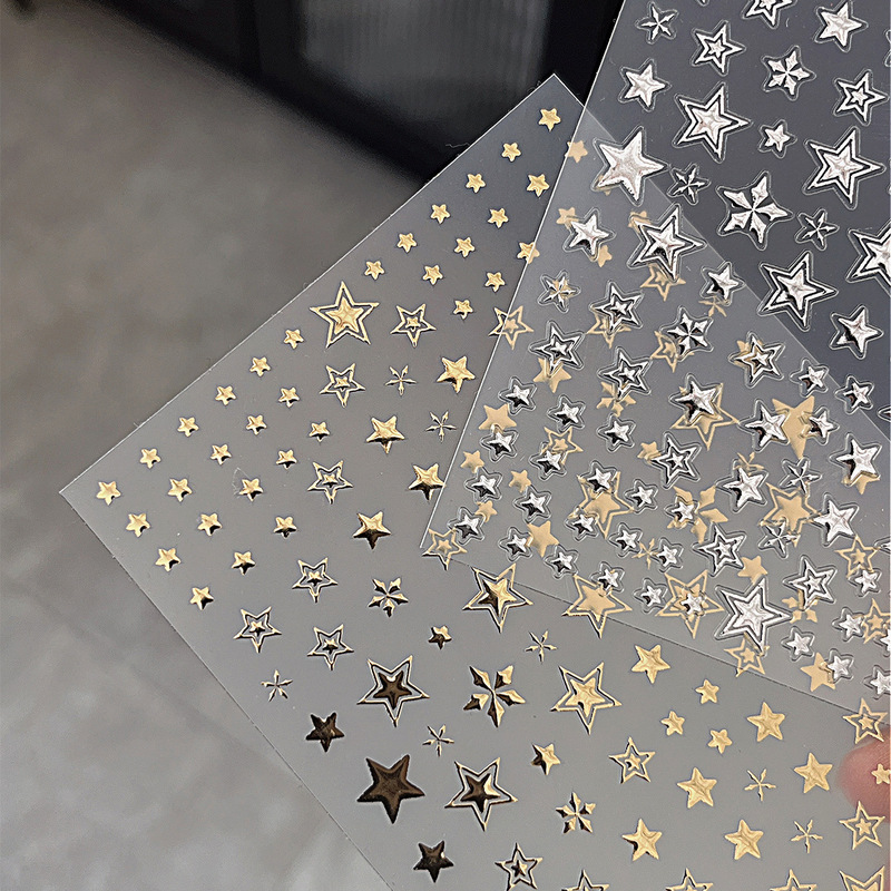 YITU Ant Figure Hot Stamping Gold and Silver Star Nail Art Sticker Exquisite Mini Plaid with Adhesive Nail Decoration Sticker YT3897