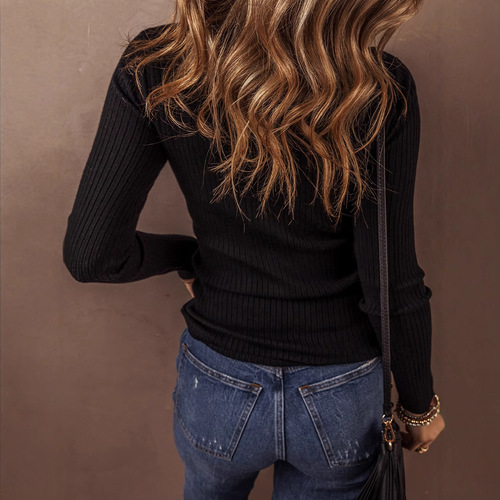 eBay Cross-Border Hot Sale Autumn New Solid-Color Cardigan for Women—European and American Style, All-Match, Single-Breasted, Multi-Button Knitted Sweater for Commuting