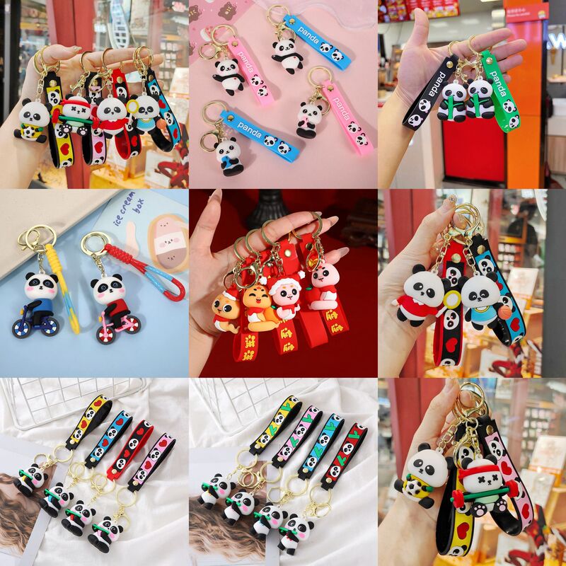 Cute National Tide Panda Keychain Cartoon Year of the Snake Keychain Holiday Small Gift Bag Car Key Pendant Wholesale Cute National Tide Panda Keychain Cartoon Year of the Snake Keychain Holiday Small Gift Bag Car Key Pendant Wholesale