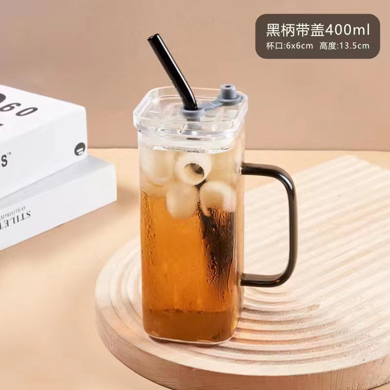 Cristal cuadrado de alta gama de alto aspecto estilo retro nuevo resistente al calor hogar a prueba de explosiones de negocios taza de agua borosilicato taza de té