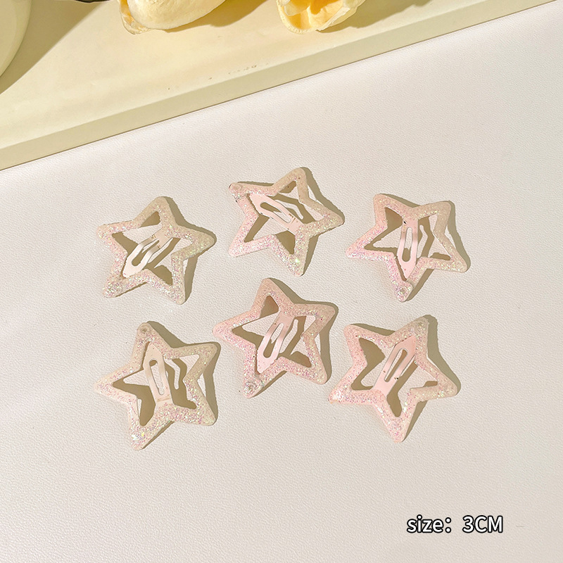 Pinza bb de color dopamina para niños cabello roto estrella de cinco puntas horquilla para niñas que no lastima el cabello, pinza para el cabello con flequillo para bebés, accesorios para el cabello lindos