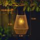 Cross-border Solar Lights Outdoor Rattan Bamboo Handheld Hanging Lights Courtyard Decoration Chinese Style Vintage Garden Lantern