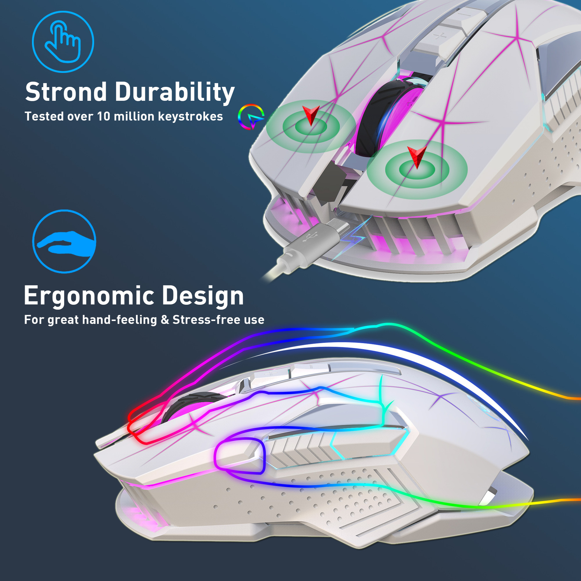 Mouse wireless 2.4g ricaricabile ergonomico mouse ottico pc_voghion.com