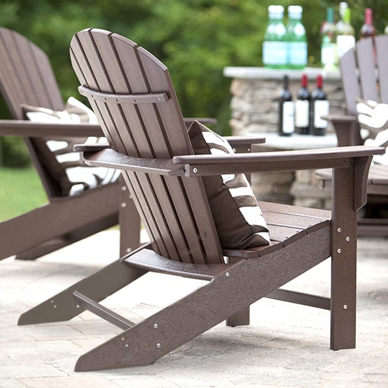 Sillón de patio para adultos, de plástico con aspecto de madera, impermeable, con protección solar, anticorrosión, estilo nórdico, para balcón, jardín, exterior.