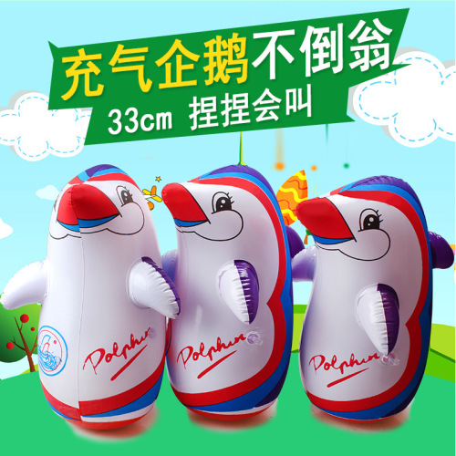 New inflatable tumbler little penguin pvc inflatable cartoon penguin frog tumbler animal toys wholesale