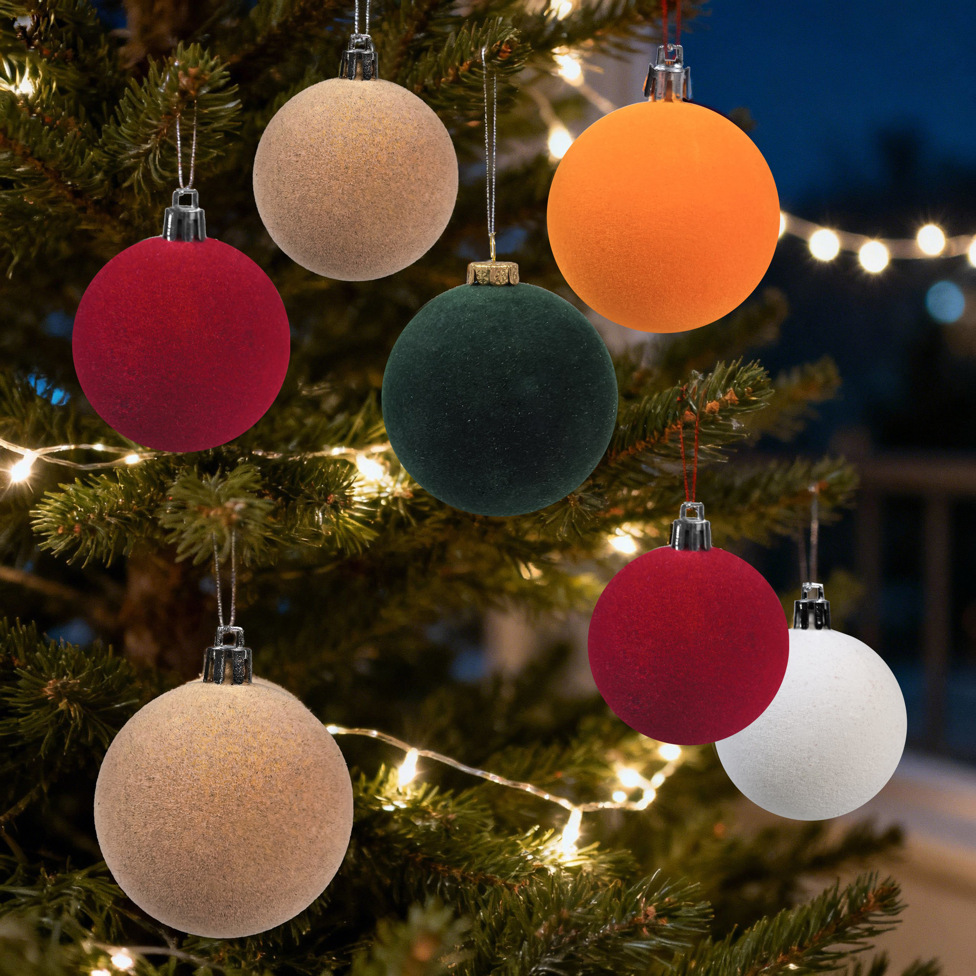 Transfronterizo color flocado bola de Navidad set decoración árbol de Navidad accesorios de bola colgante