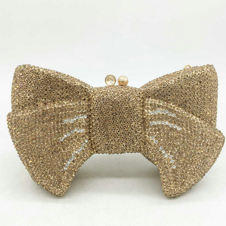 Fgg Clutch Bag Metal Rhinestone Clutch Bag Bow Dinner Bag Party Evening Bag display picture 8