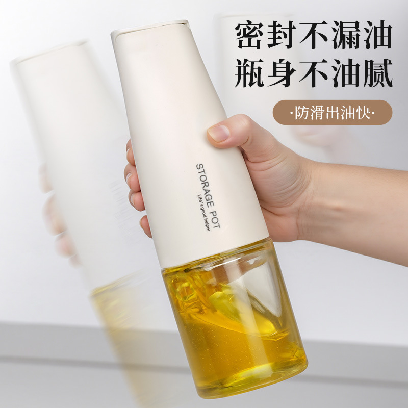 Botella de aceite de vidrio de cocina doméstica a prueba de fugas de gran capacidad de salsa de soja vinagre botella de condimento de aceite y sal tanque de condimento de apertura y cierre automático