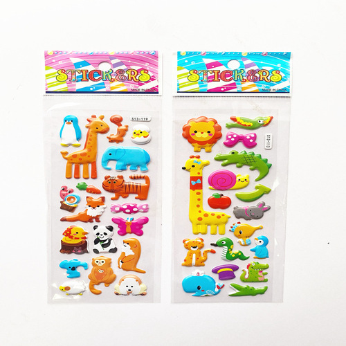 New hydraulic concave and convex animal series stickers cute dress-changing three-dimensional cartoon foam paste boy and girl reward stickers