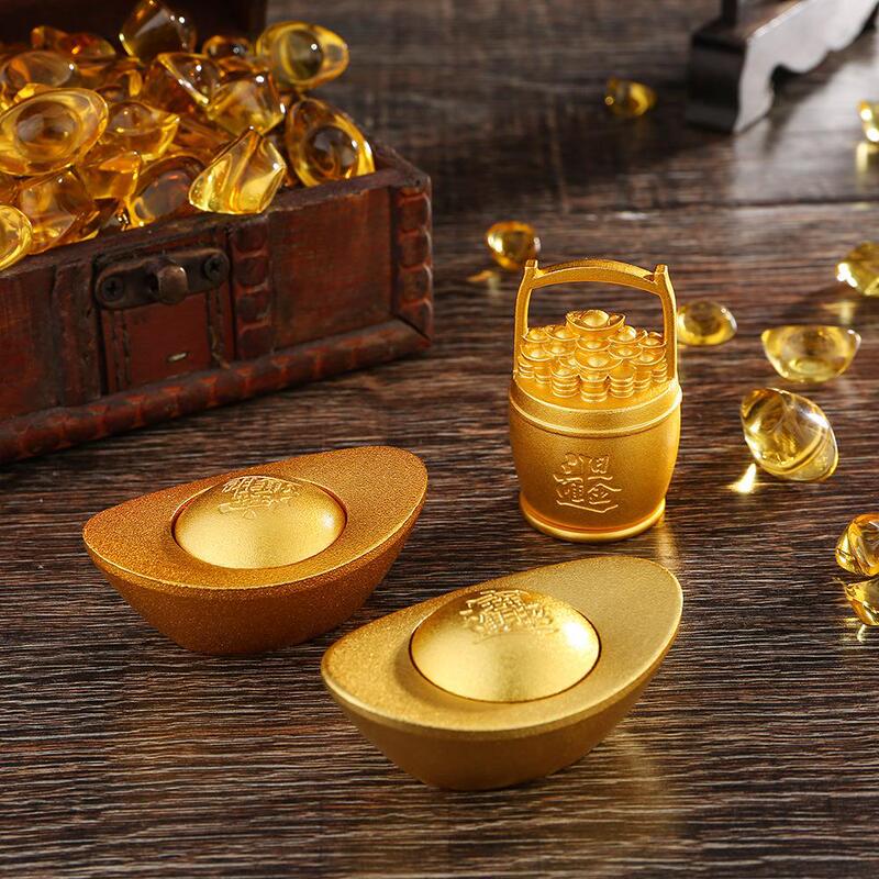 Simulation Gold Ingot Turn Desktop Crafts Lucky Treasure Bucket Ornaments Decompression Gold Bars Fingertip Gyro Gifts