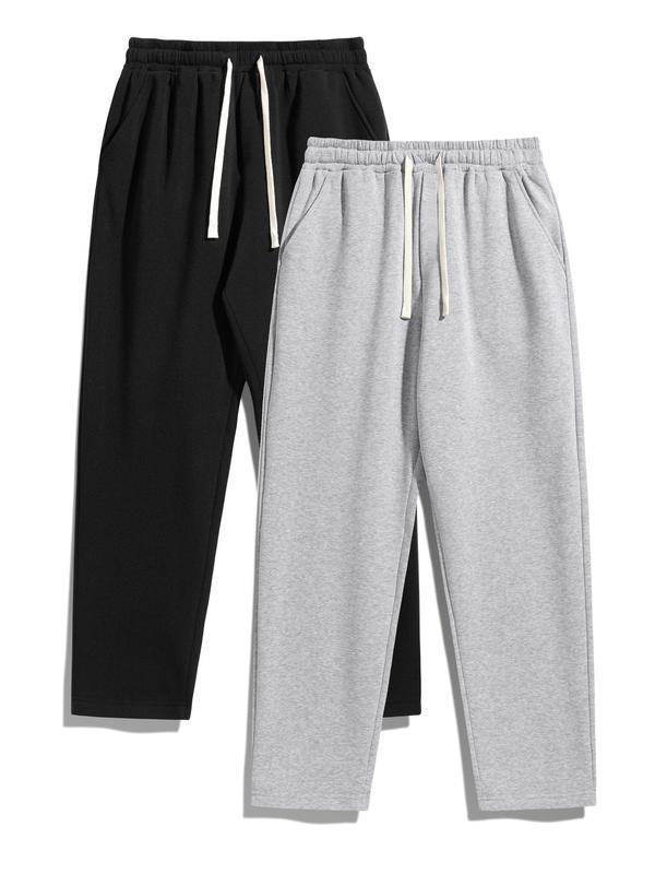 Men's Solid Thermal Lined Drawstring Waist Pants Casual|undefined
