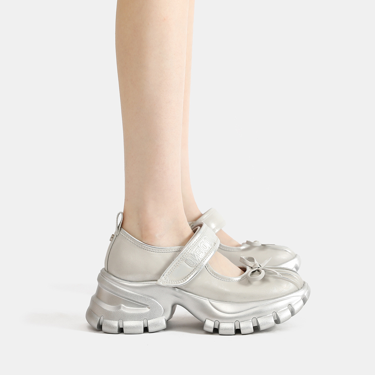 In Stock~Niche Designer Shoes, Genuine Leather Silver Ballet Shoes, Thick-Soled College-Style Casual Mary Jane Shoes for Women