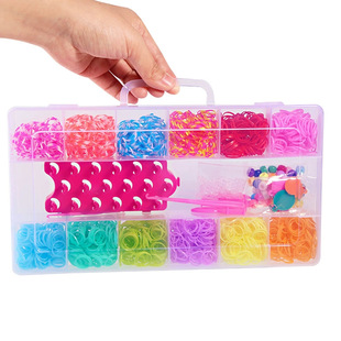 Portable 18-Grids 2000 Rainbow Rubber Band Weaving Splicer Colorfulful DIY Bracelet Weaving Machine Kidsren's Toys