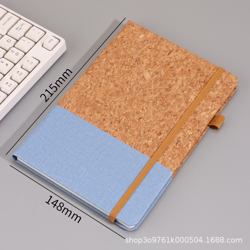 A5 Juego de cuaderno de paja de pino de corcho ecológico empalme de algodón y lino se puede imprimir logotipo empresarial reunión de oficina de negocios