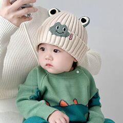婴儿帽子秋冬季宝宝毛线帽卡通男童针织帽婴幼儿护耳保暖防风冬天