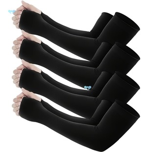 4 Pairs Of Sun Protection Cooling Arm Sleeves With Thumb Cross Border