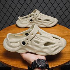 Cross-border trendy brand coconut-themed hole sandals for men – summer outdoor wear, waterproof, soft-soled sports-style flip-flops with anti-slip design, perfect for hiking and stream-tracing activities.