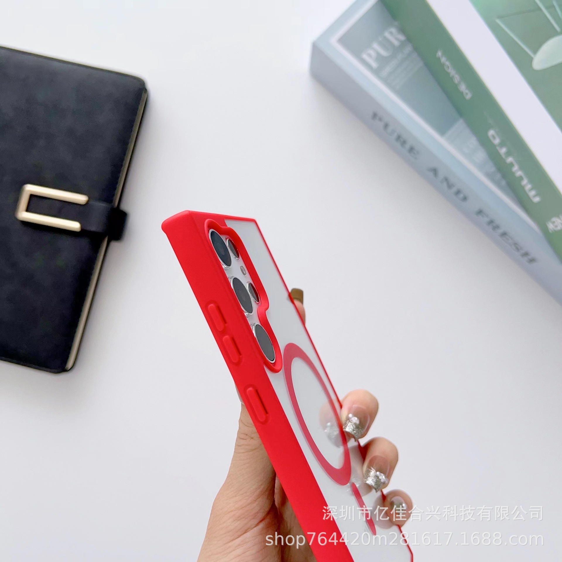 Funda transparente para teléfono móvil Samsung S26ULTRA, funda protectora magnética anticaída con textura similar a la piel para Galaxy S24, A36