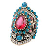 Retro blue diamond, wedding ring, ruby ring with stone, suitable for import, European style