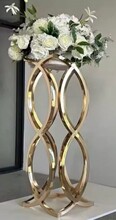 工厂货源电镀金色花架欧式婚礼主桌花艺装饰摆件路引包装体积小